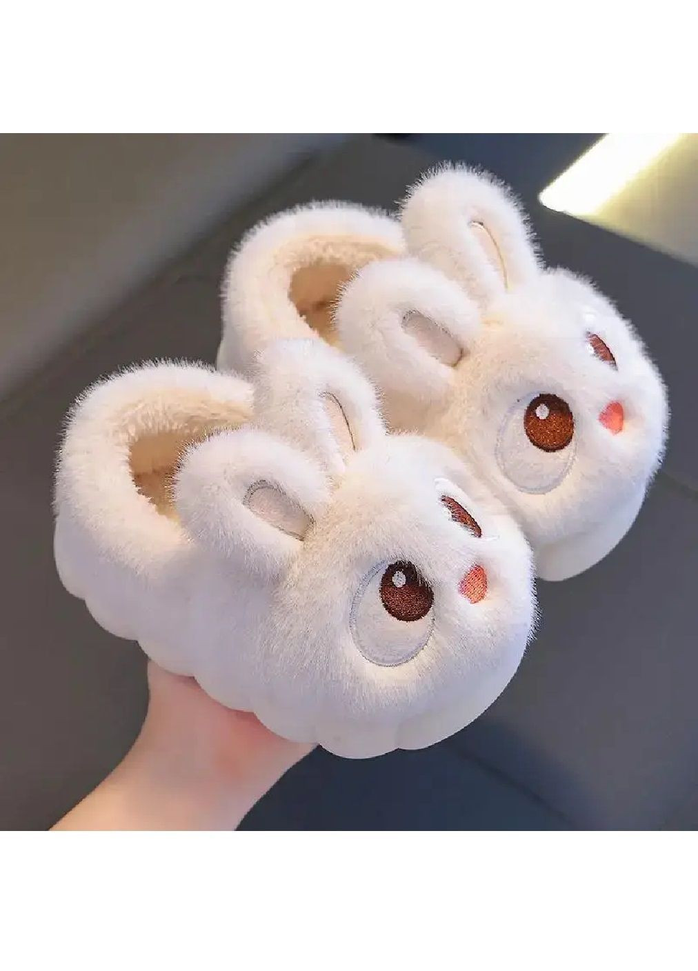 Дитячі кімнатні домашні зимові плюшеві закриті капці для дітей дівчаток 20 см (481731-Prob) Білий Зайчик розмір 32-33 Unbranded (365766596)