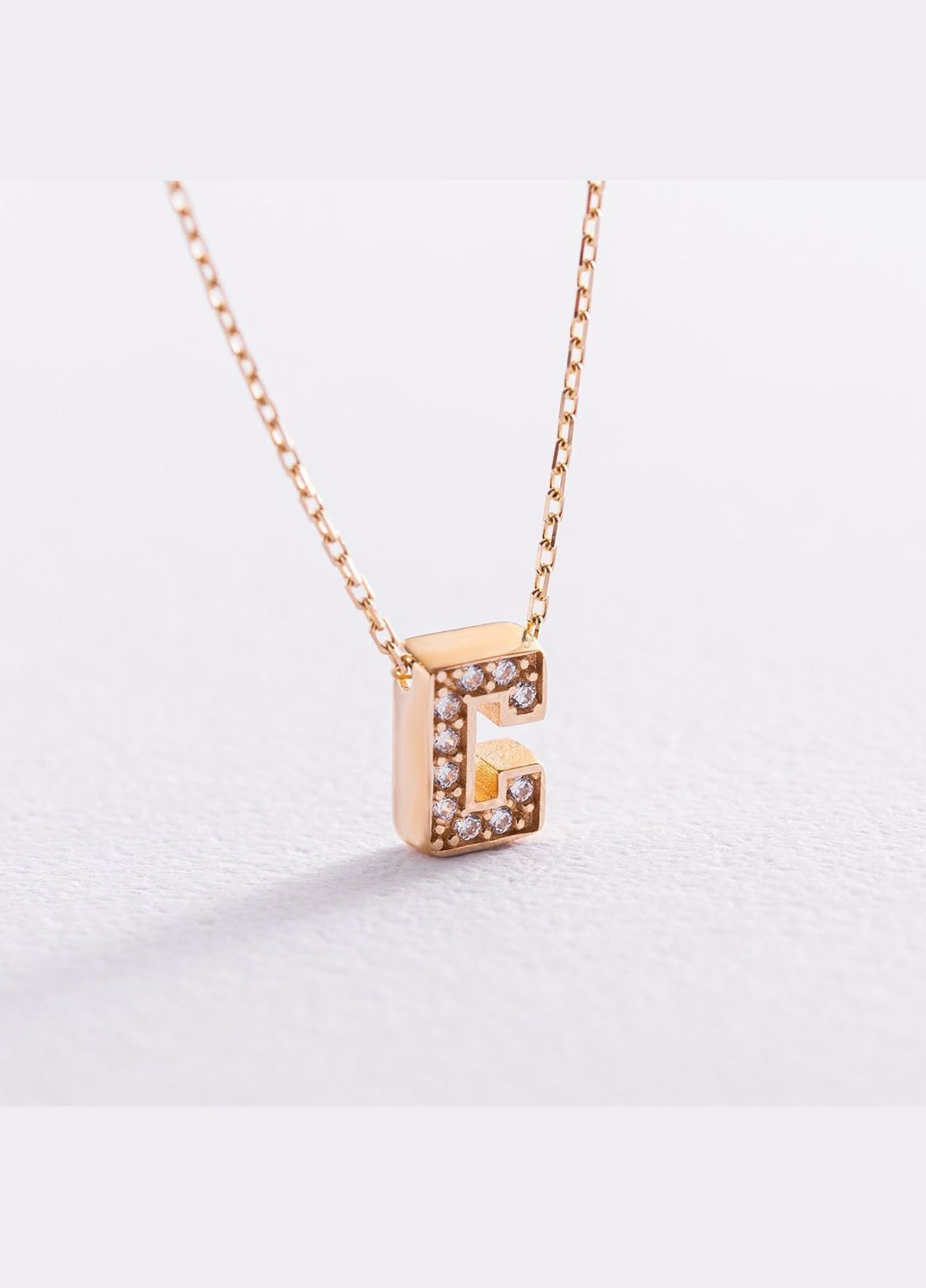 Кольє з буквою С в жовтому золоті (фіаніти) кол01165С 45 45 Oniks (334688655)