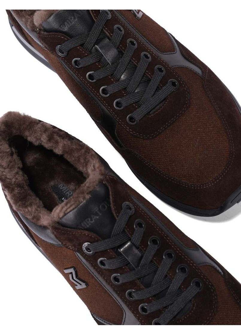 Коричневые зимние мужские кроссовки 342a-07mu-u65/mu35m коричневый замша MIRATON