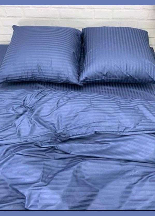 Євро комплект постільної білизни Страйп Сатин LUX 200*220 Сірий RW (332810701)