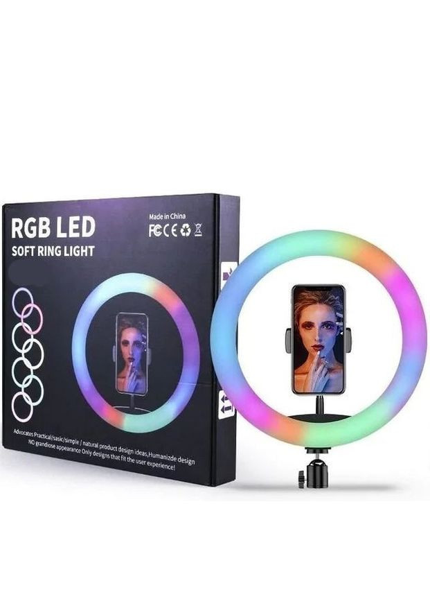 Ледлампа кольцевая для студийного освещения Ring RGB MJ 26 26см с пультом и штативом для фото и видео Ring Light (302890701)