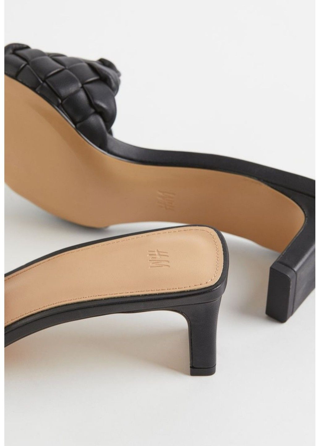Черные женские босоножки слипоны на каблуке н&м (80015) 37 черные H&M