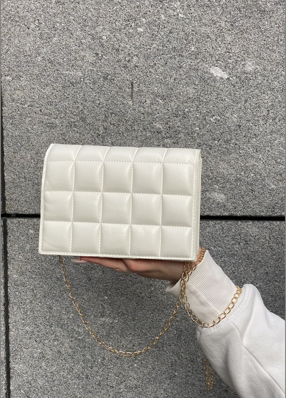Жіноча маленька класична сумка клатч на ланцюжку біла No Brand (285165326)