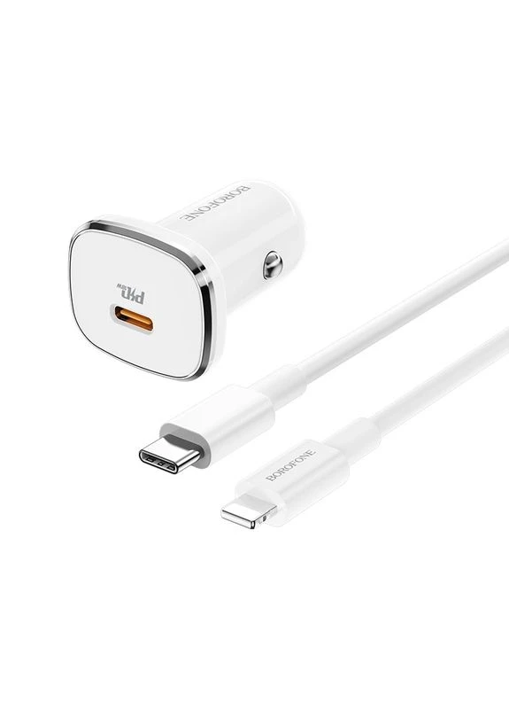 Автомобільний зарядний пристрій BZ12B single port QC3.0 (Type-C to Lightning) 18W (6931474726216) Borofone BZ12B single port QC3.0 (Type-C to Lightning) (376130847)