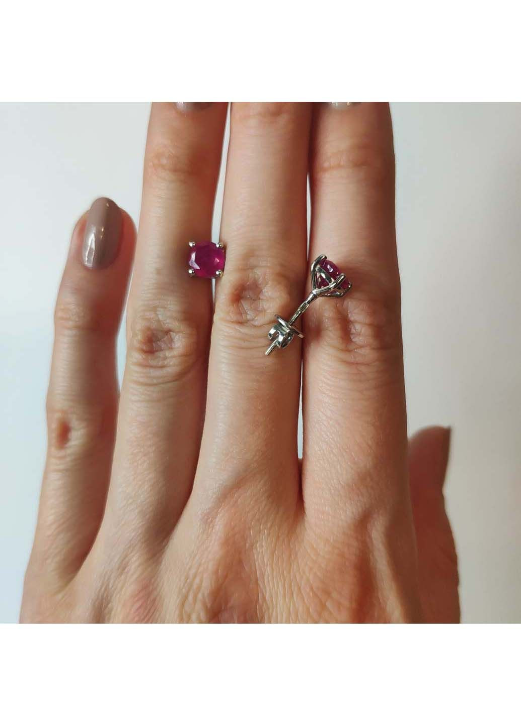 Срібні сережки з натуральним рубіном 1ct (2123354) Silver Breeze (317355341)