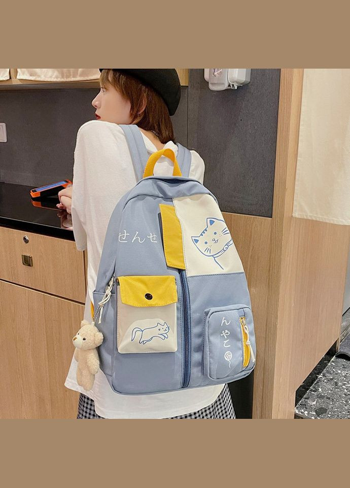 Рюкзак 10450 мужской женский детский школьный портфель голубой No Brand (326487652)