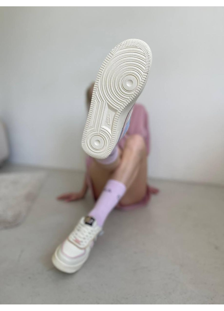 Розовые демисезонные кроссовки мужские nike air force shadow beige pink найк аир форс 1 премиум No Brand