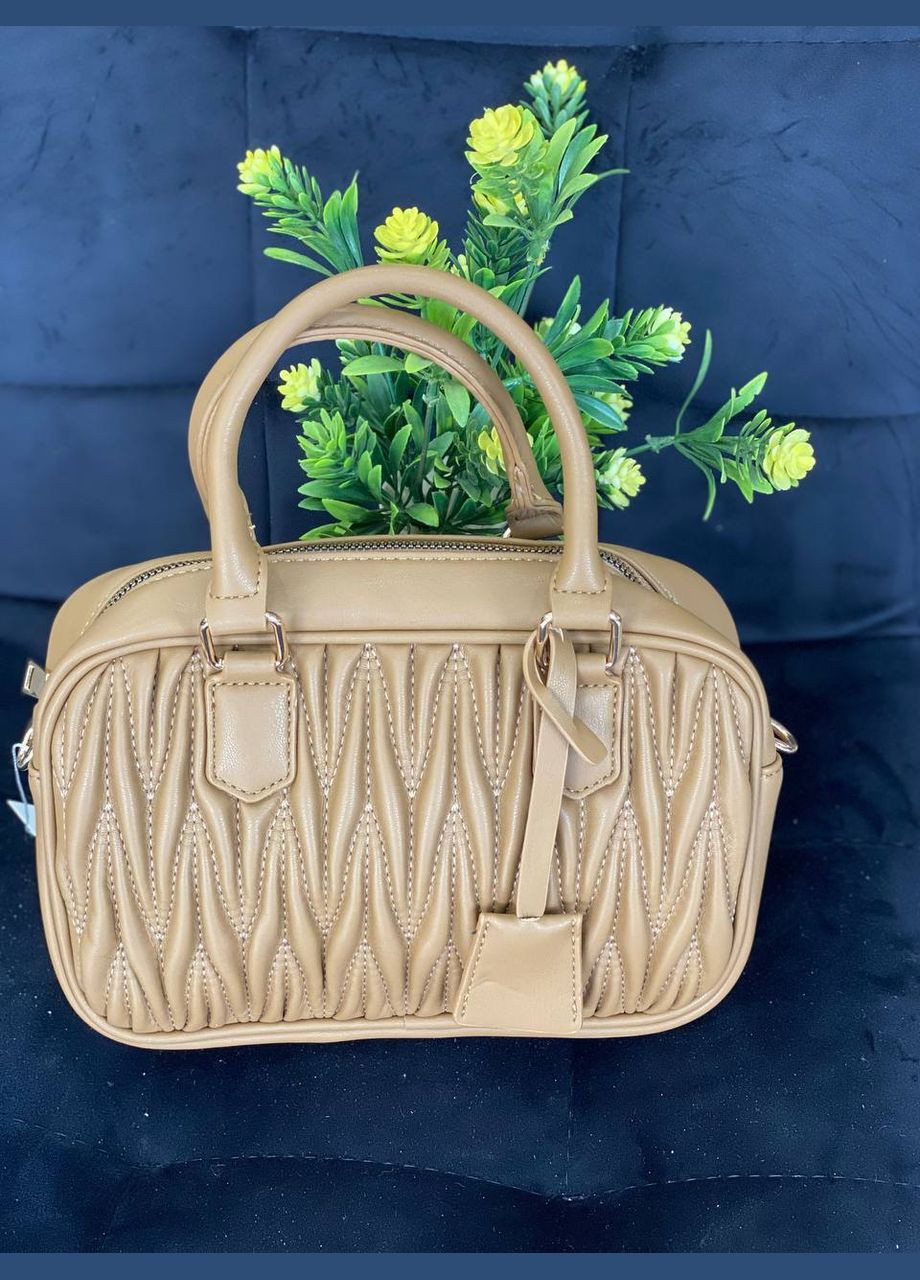 Маленькая женская сумка из жатой эко-кожи кофейного цвета 32058 Fashion (338187997)