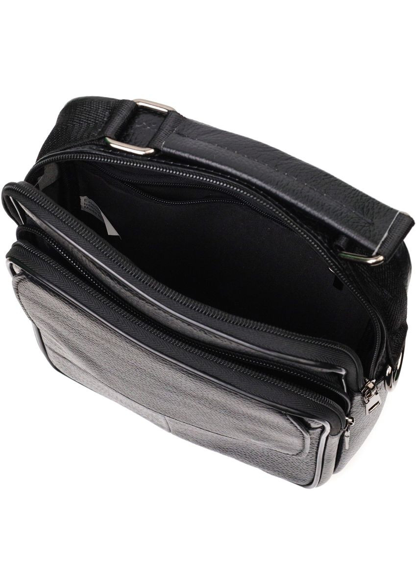 Чоловіча шкіряна сумка через плече практичний месенджер із натуральної шкіри з ручкою чорна 19*25*6,5 см Vintage (329151874)