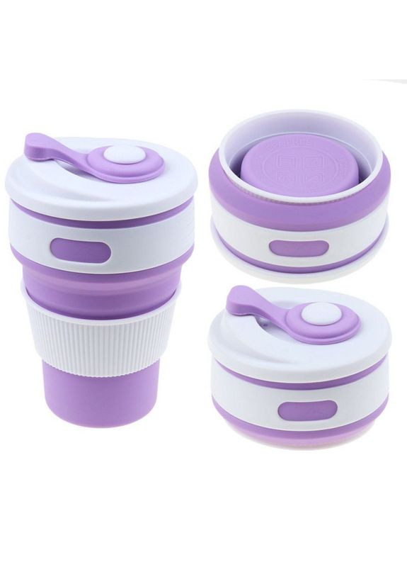 Складывающаяся силиконовая чашка Collapsible. Лилова No Brand (337347199)
