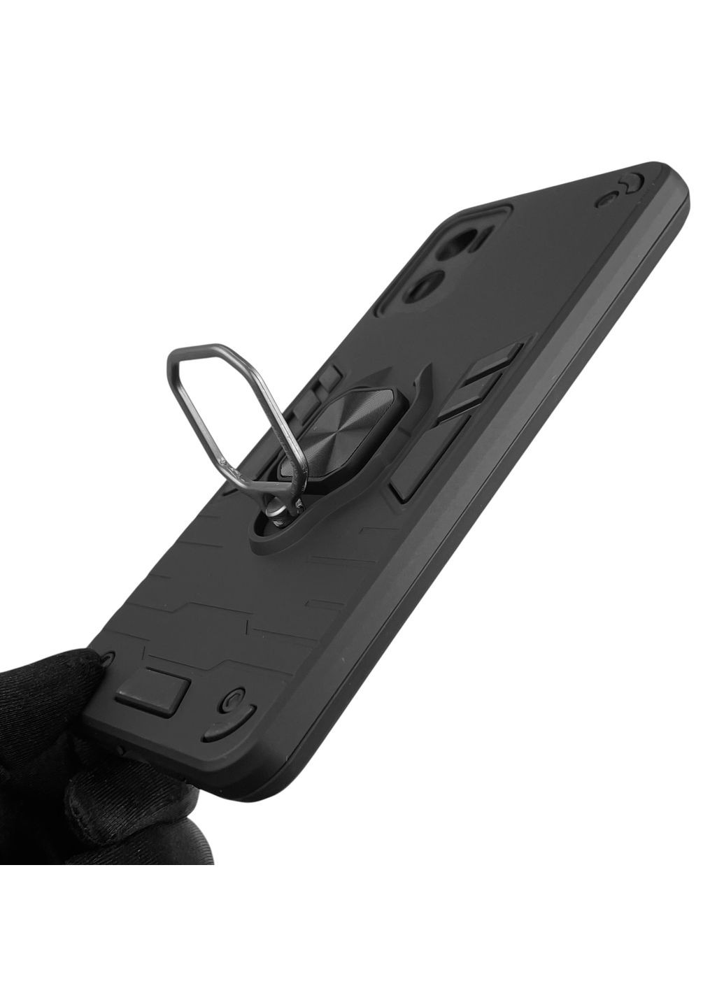 Чехол для телефона E22i бронированный с магнитным кольцом-держателем на моторола е22и чёрный Motorola (366230312)