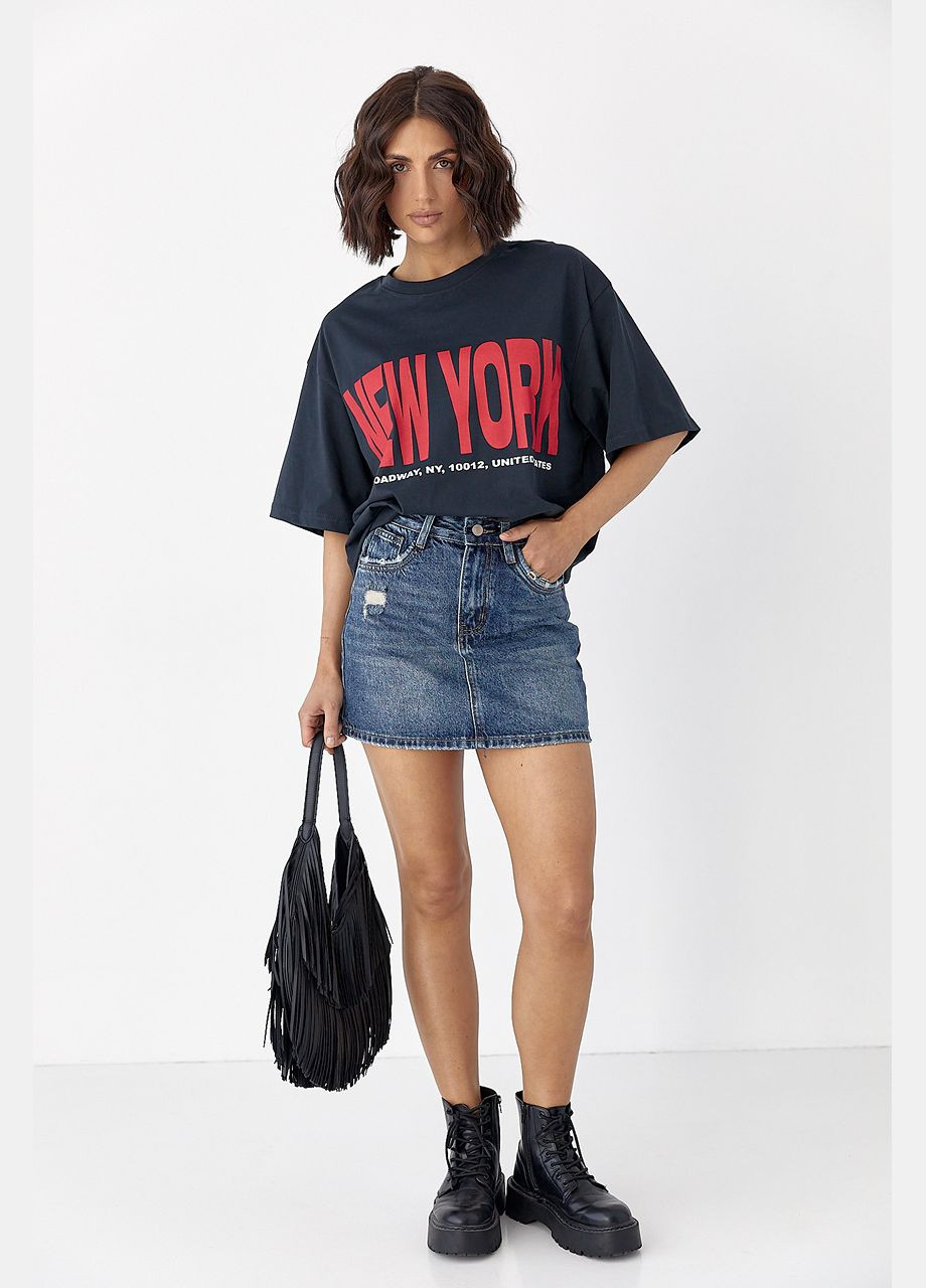 Міні-спідниця джинсова з потертостями Lurex (330357650)