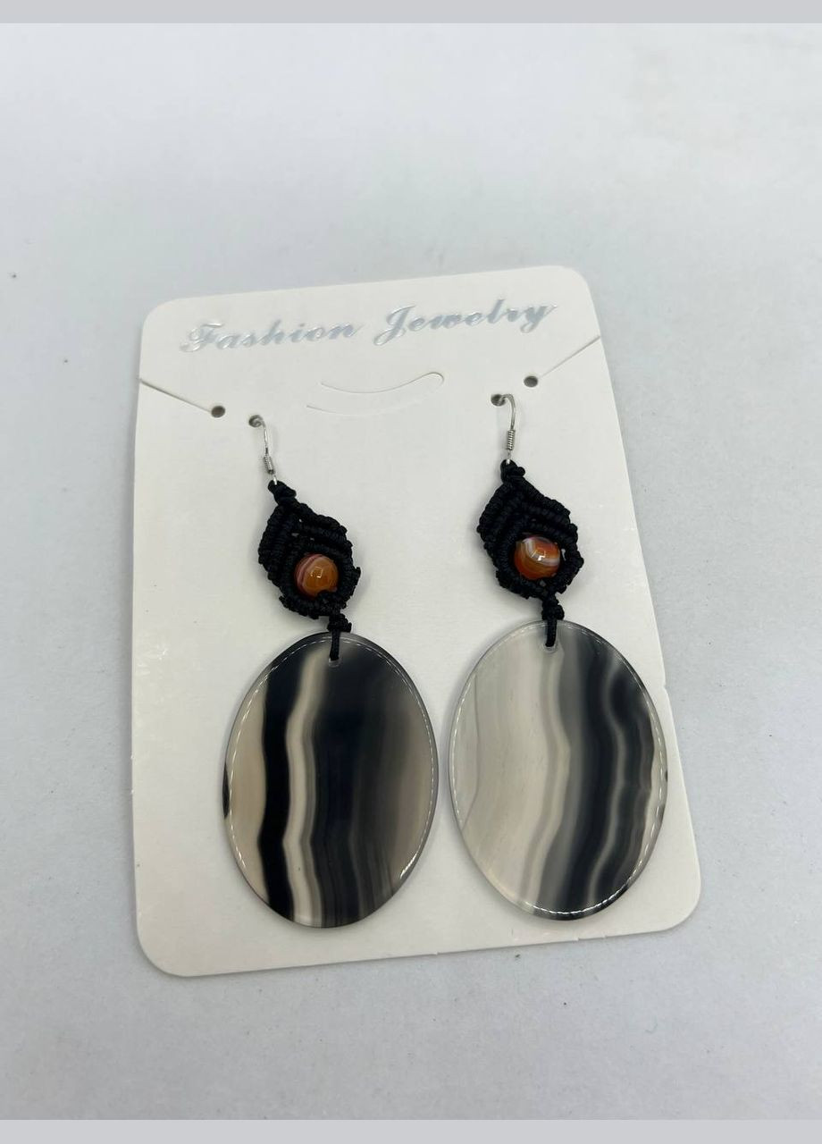 Серьги агат 7 см Серый No Brand (331610968)