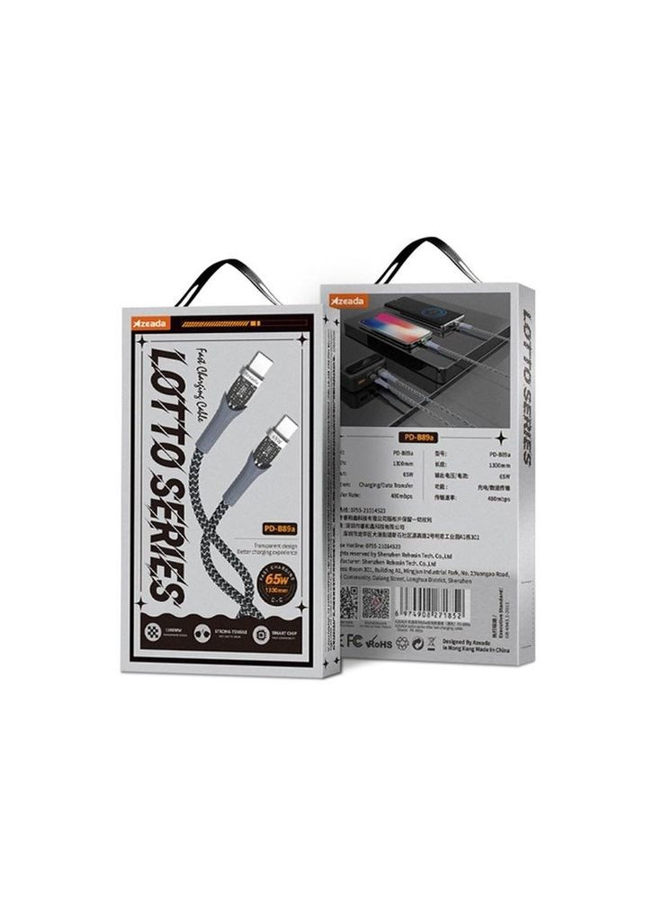 Дата кабеля USB-C на USB-C 1.3m Lotto PD-B89CC Black BK) (m448412) Proda USB-C to USB-C 1.3m Lotto PD-B89CC Black (367072701)