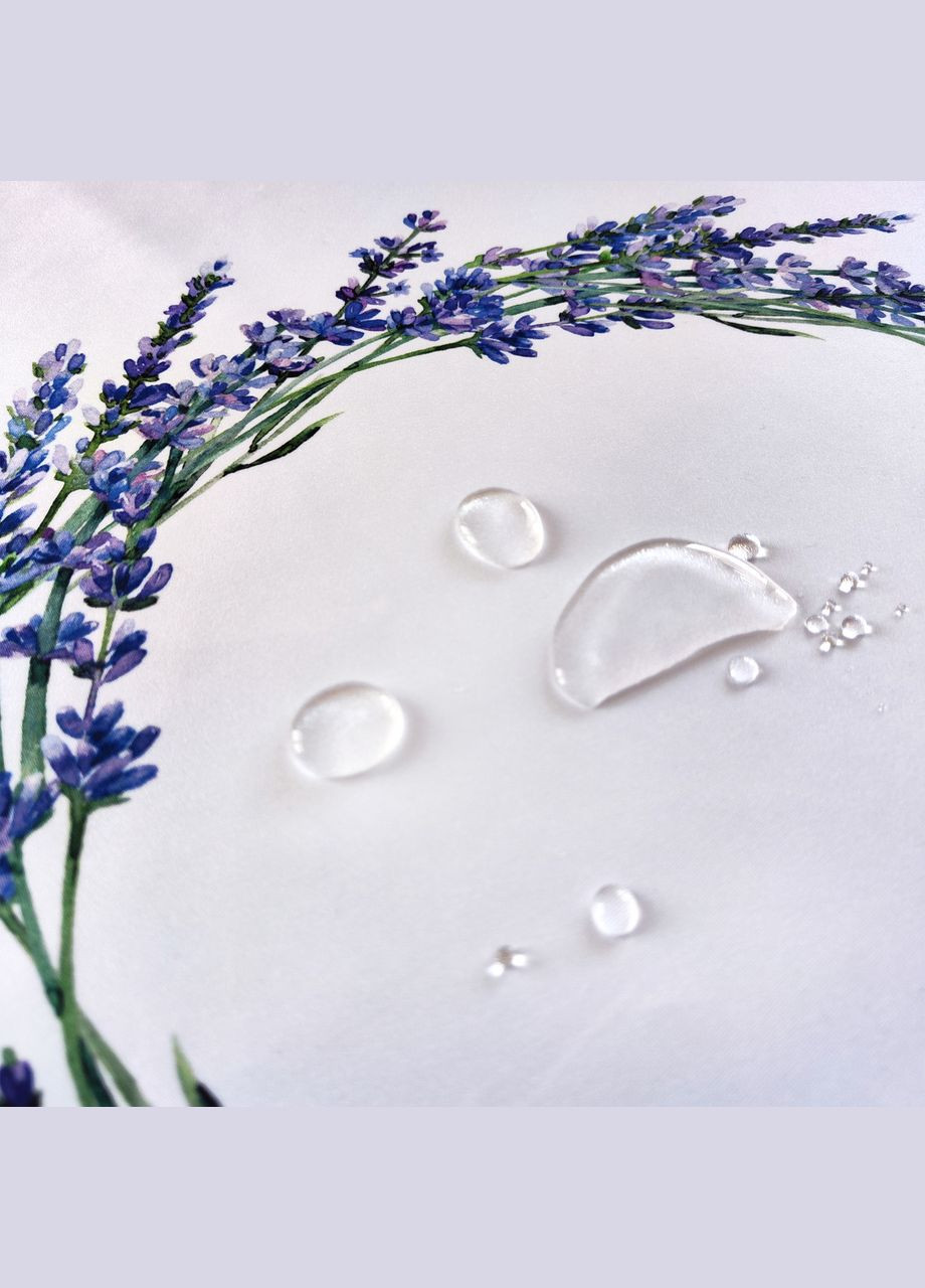 Овальна скатертина на стіл біла з лавандою з стійким водовідштовхуючим ефектом та красивим весняним малюнком Maystat (305390134)