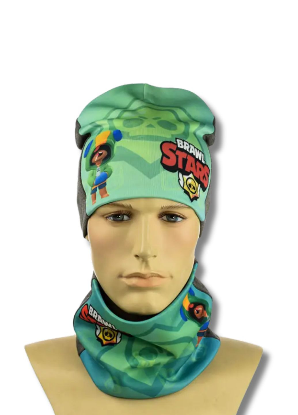 Дитячий трикотажний набір шапка + снуд із принтом Бравл Старс / Brawl Stars No Brand Дитячій зимовий комплект с принтом (350878439)