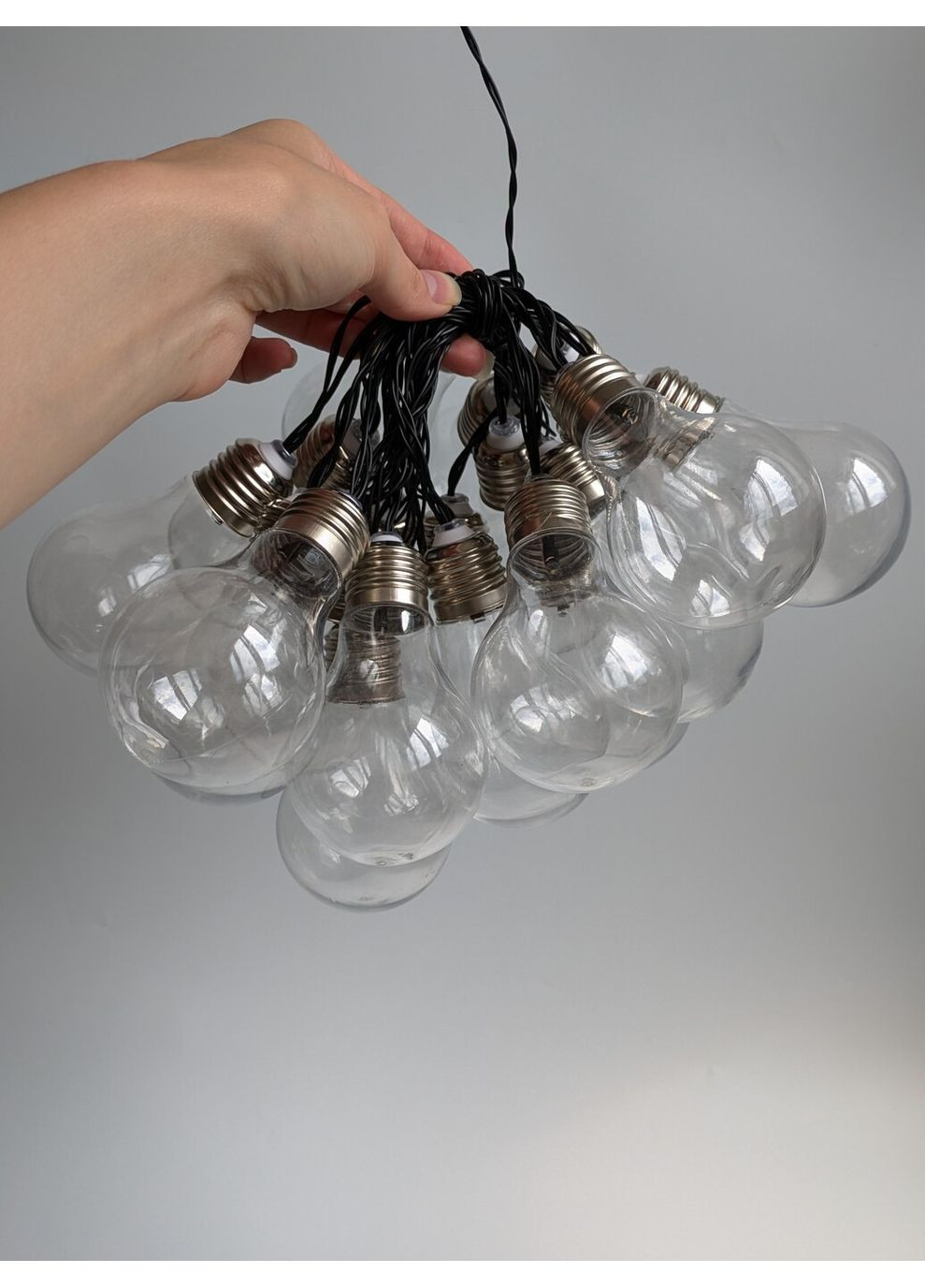 Гирлянда 5м 20 ламп прозрачных теплый белый на солнечной батарее No Brand (360900808)