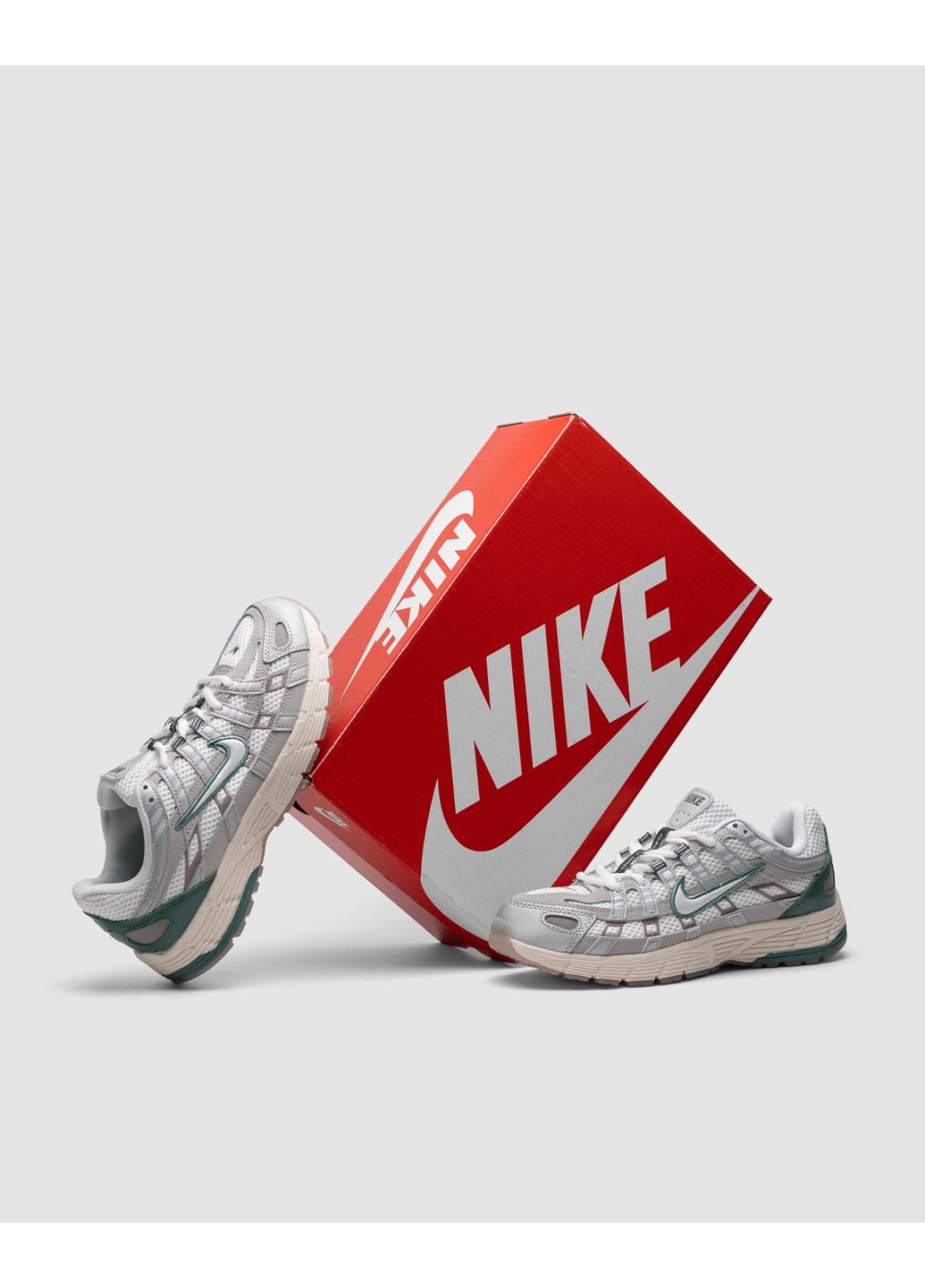 Серые демисезонные кроссовки мужские nike p-6000 premium light bone bicoastal green найк п-6000 No Brand