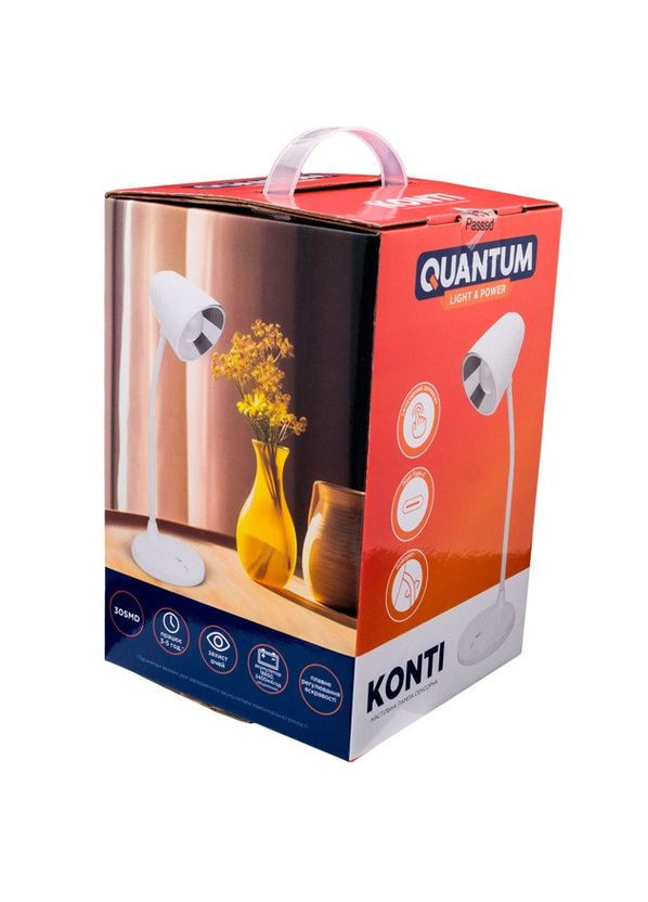 Лампа настольная светодиодная QM-TL1050 KONTI (1*18650, 2400mAh/30SMD/3000-5500K/3реж/Type-C) Quantum (370257118)