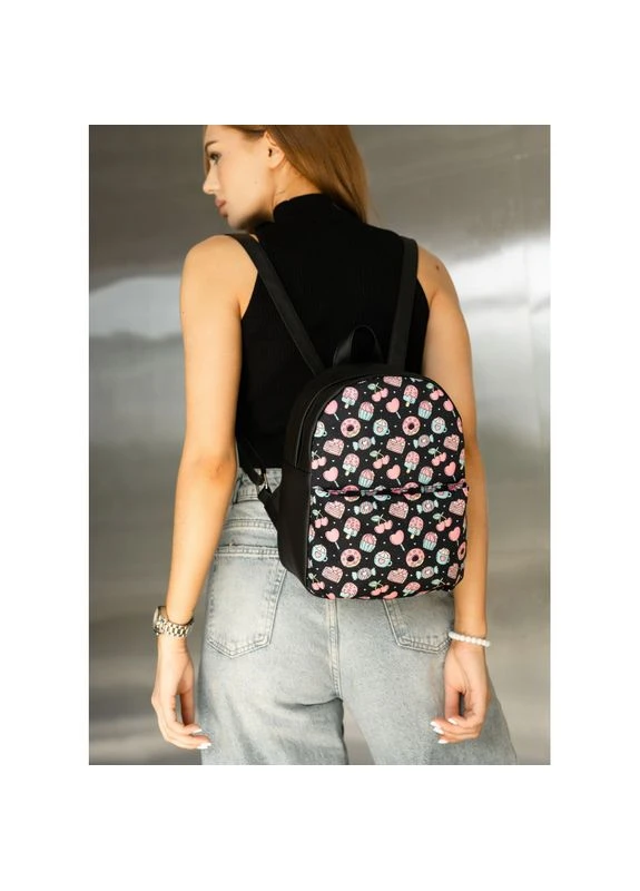 Жіночий рюкзак Este MB чорний принт "Cake" Sambag SB-11321736 (400734431)