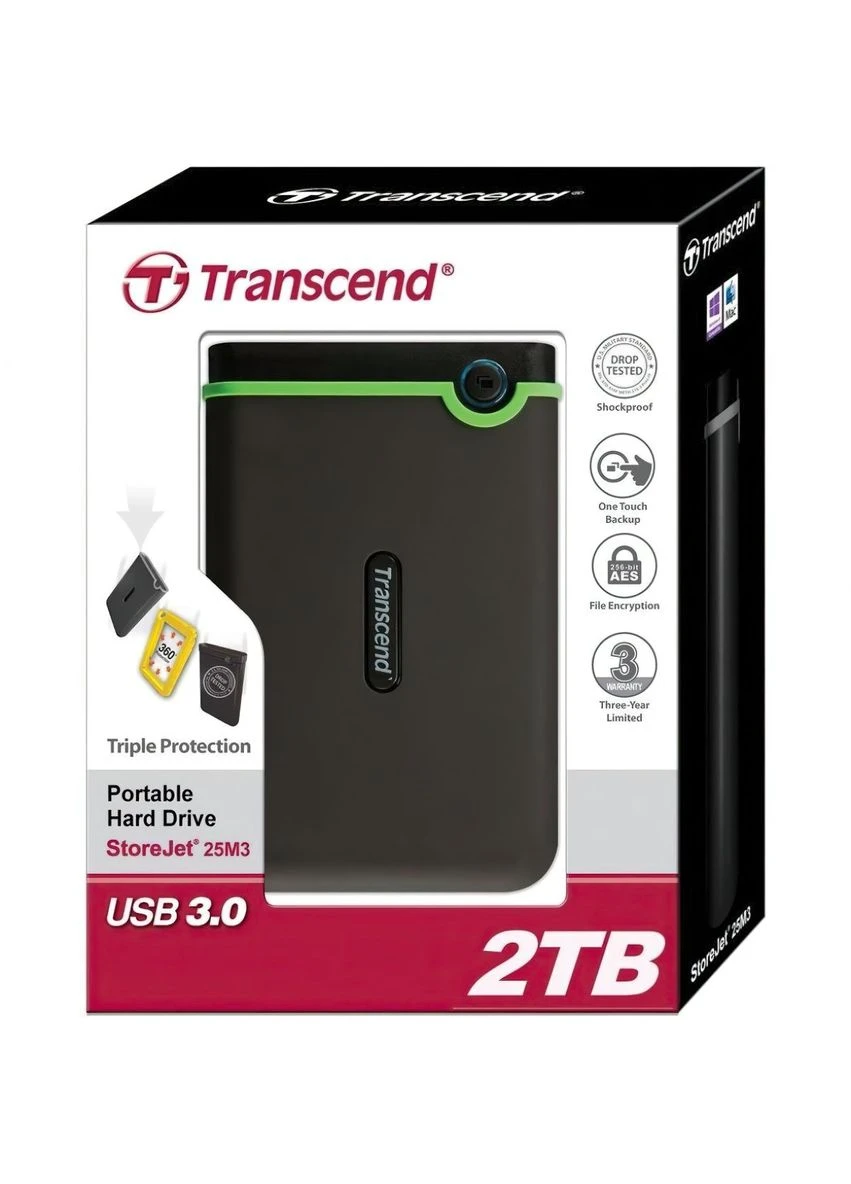 Внешний жесткий диск StoreJet 25M3 2 TB Iron Gray (TS2TSJ25M3S) [69628] Transcend (399550094)