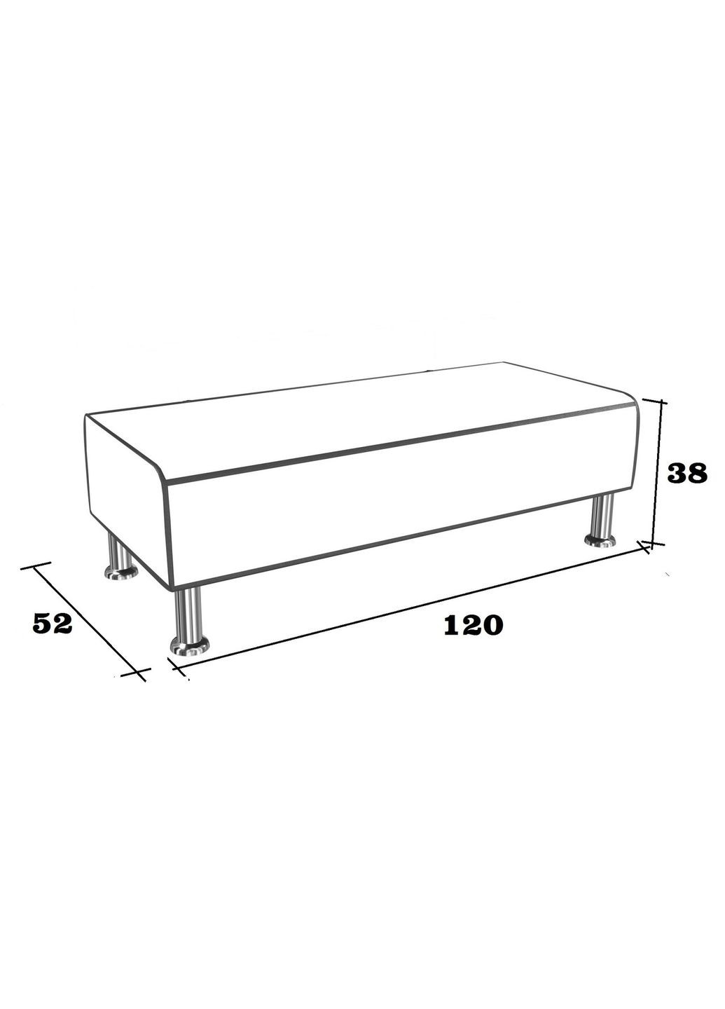 Банкетка BNB Solo1200x500x380 сіра. Флай 8833. Кушетка. Для школи, лікарні, адміністратора, очікування BNB Mebli (331163096)