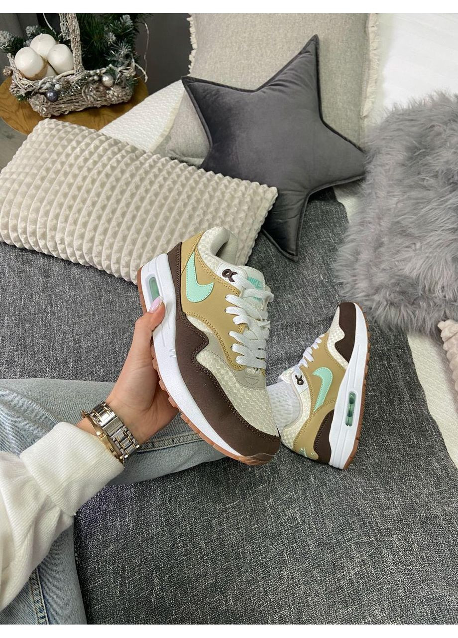 КРОССОВКИ ЖЕНСКИЕ NIKE AIR MAX 1 CREPE HEMP НАЙК АИР МАКС No Brand бежевые демисезоны (368887632)