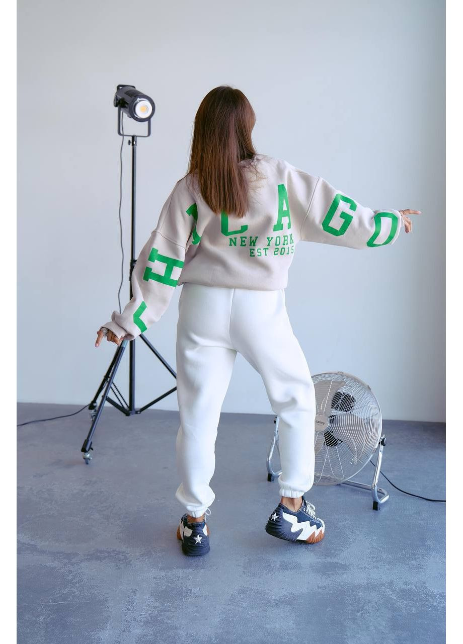 Бежевий світшот жіночий — замір в описі Vione абстрактний без декору (368708894)