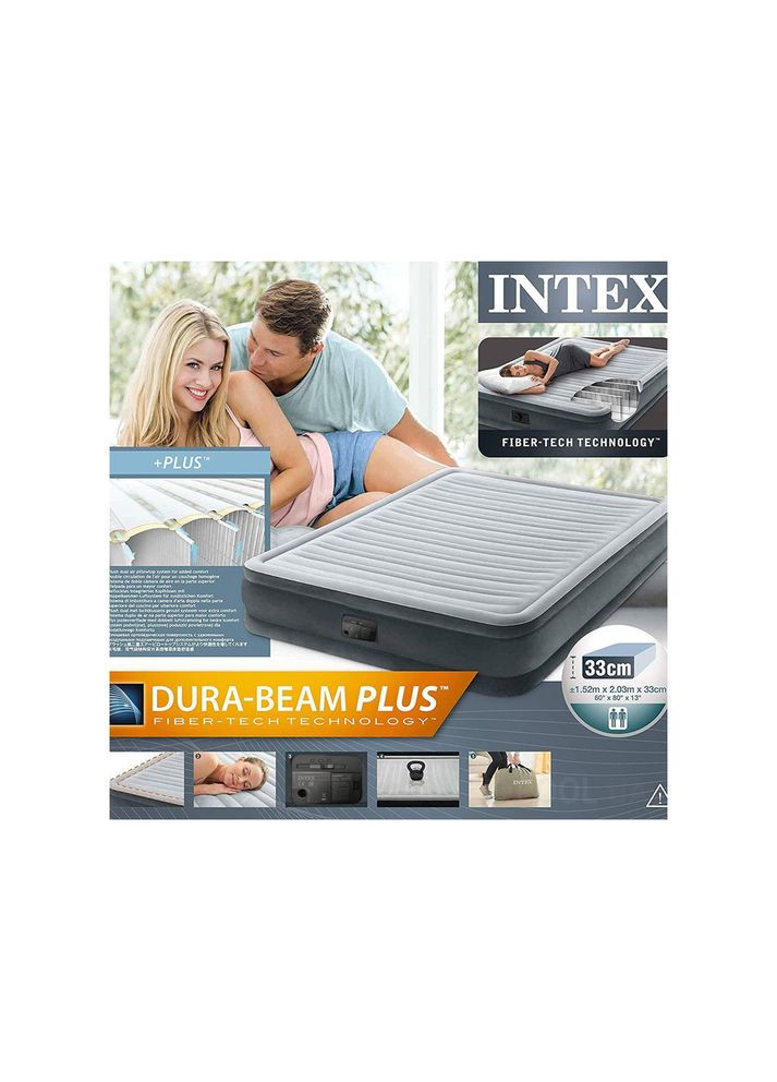 Надувная кровать-матрас Intex Comfort-Plush Mid Rise Queen 67770 L, встроеный электро насос No Brand (334011329)