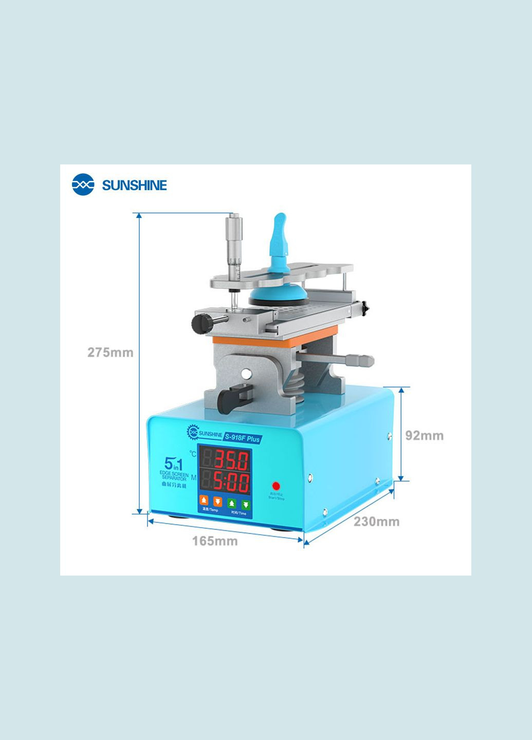 Сепаратор S-918F Plus 5 в 1 для ремонту смартфонів / нагрівання, розділення дисплея / 6.5'' / 230 Вт Sunshine (346493988)