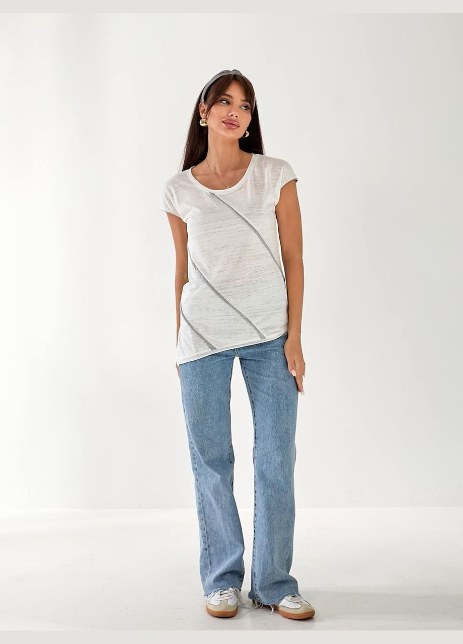 Жіноча базова футболка зі смужкою Fashion - (336214741)