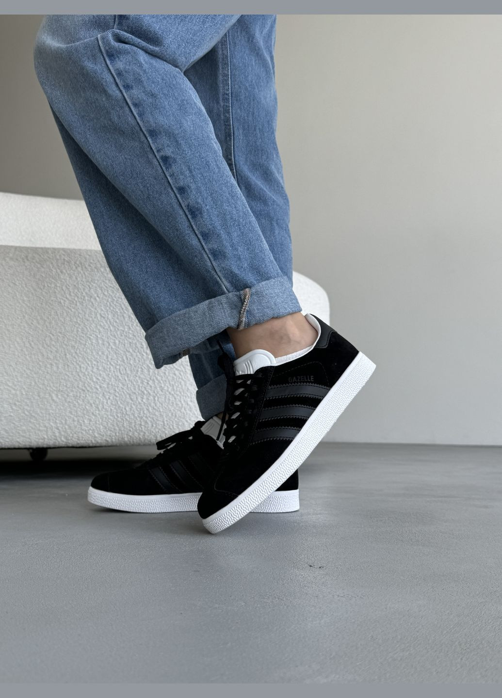 Черные демисезонные кроссовки мужские adidas gazelle black | адидас газель черные No Brand