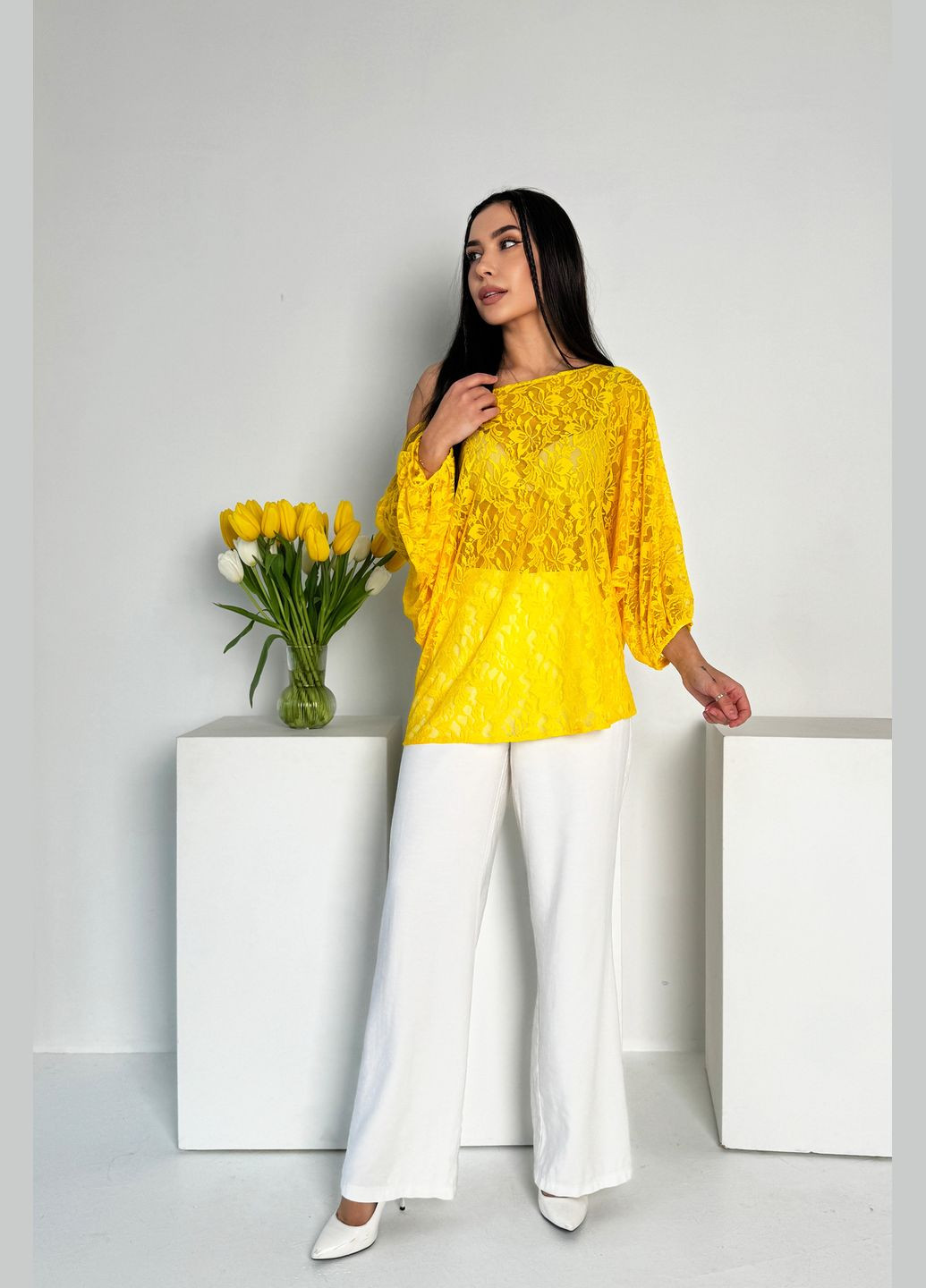 Стильна блуза-туніка вільного силуету з гіпюру INNOE блуза-туніка (289977880)