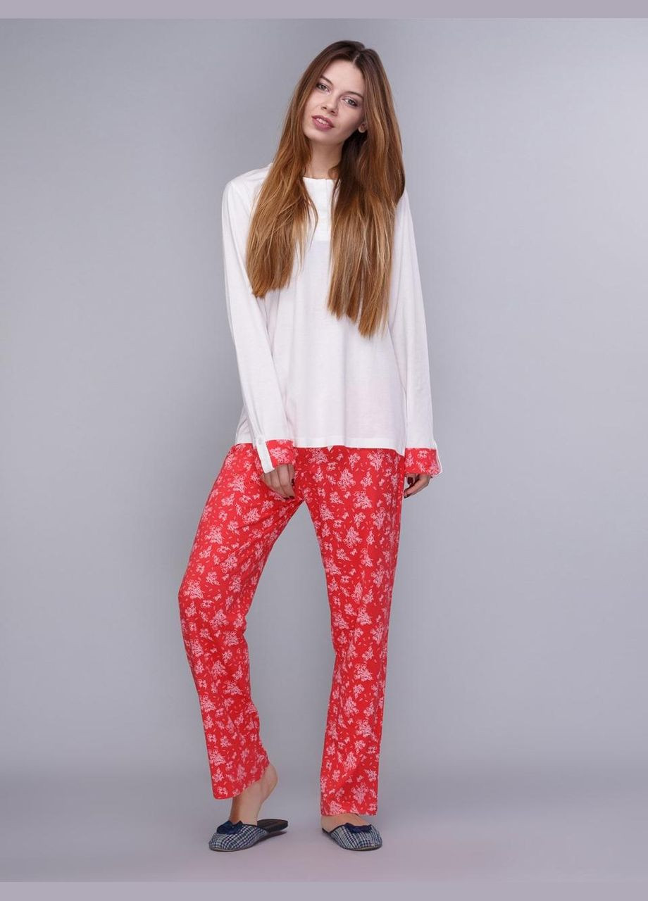 Молочна зимня домашній одяг u. s. polo assn - піжама жіноча (довгий рукав) 15110 молочна, U.S. Polo ASSN