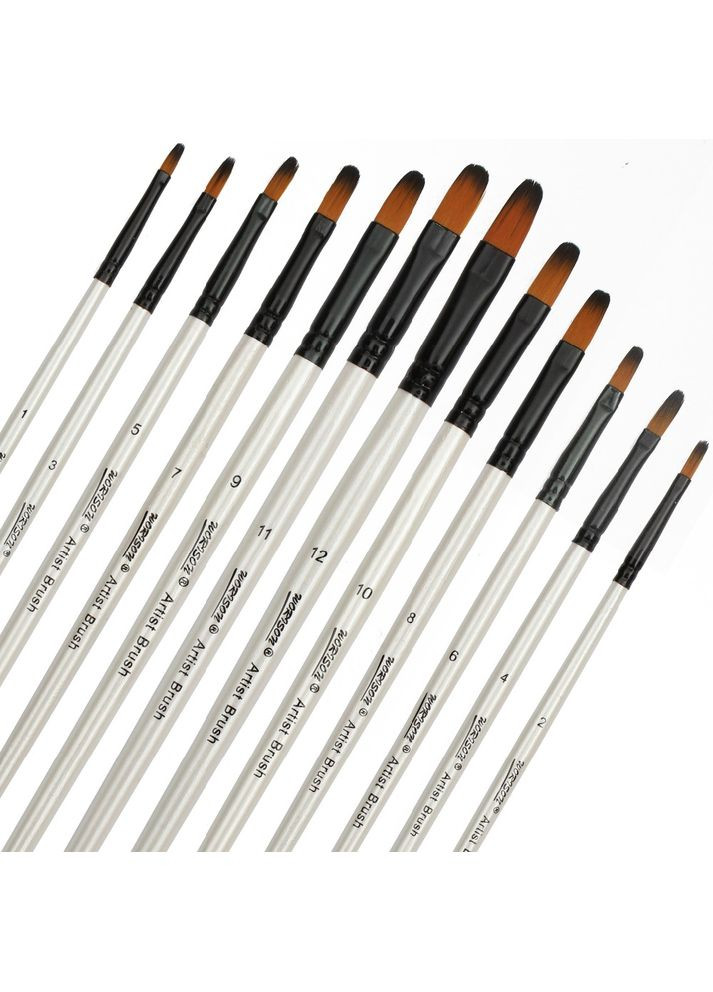 Набор синтетических художественных кистей 12 шт. (овальные) Worison (322650387)