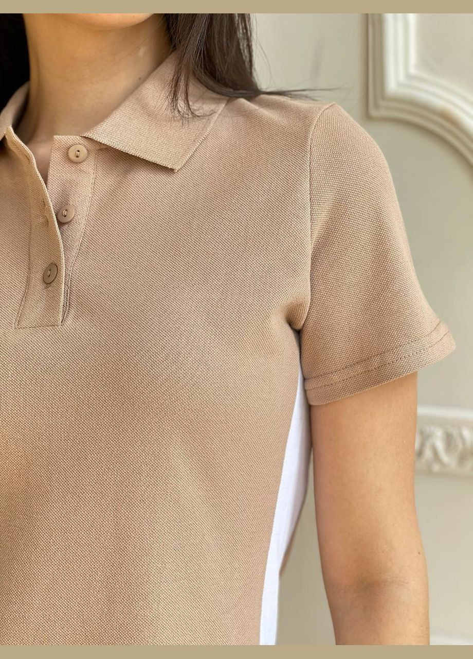 Бежева повсякденний сукня-поло з лампасами поло MonCher