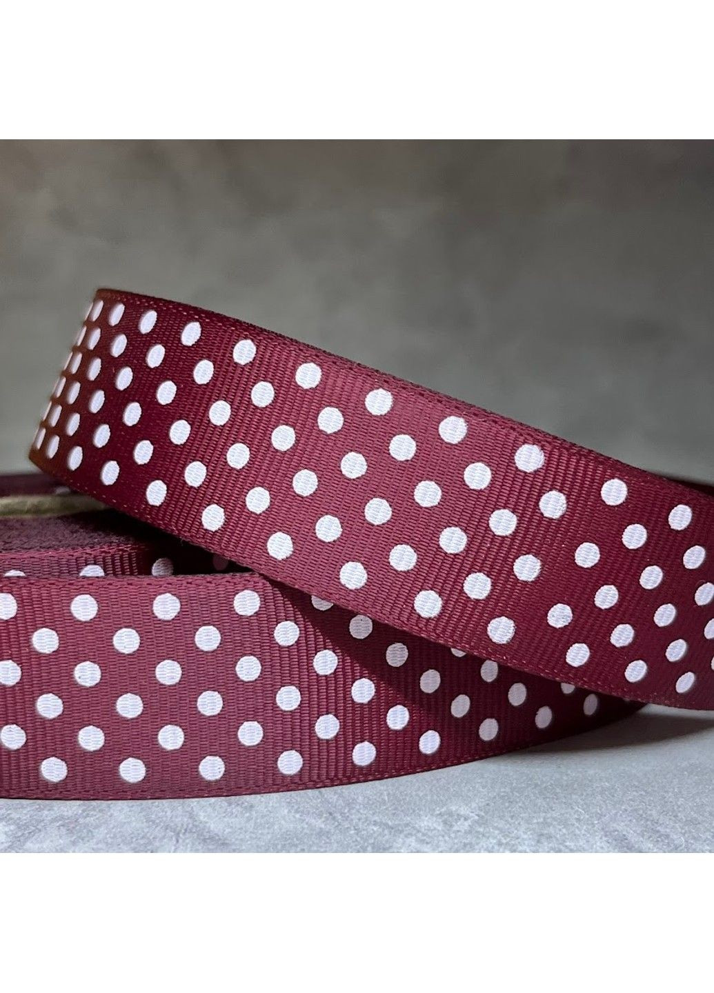Репсова стрічка 2,5 см у горох, колір-бордовий, арт 013106, 1 метр No Brand (316472742)