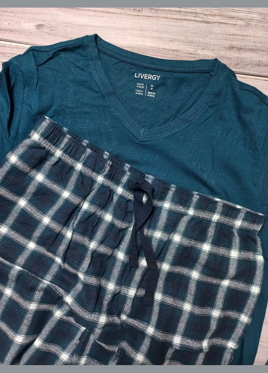 Піжама комплект лонгслів і штани у клітинку для чоловіків1650 Livergy Піжама (304995945)