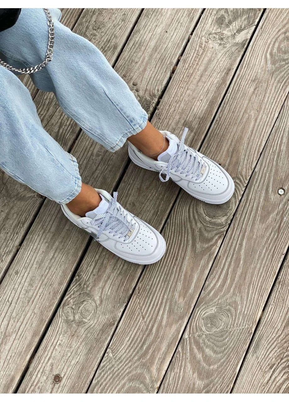 Белые летние кроссовки nike air force 1 white reflective 3 найк аир форс 1 No Brand