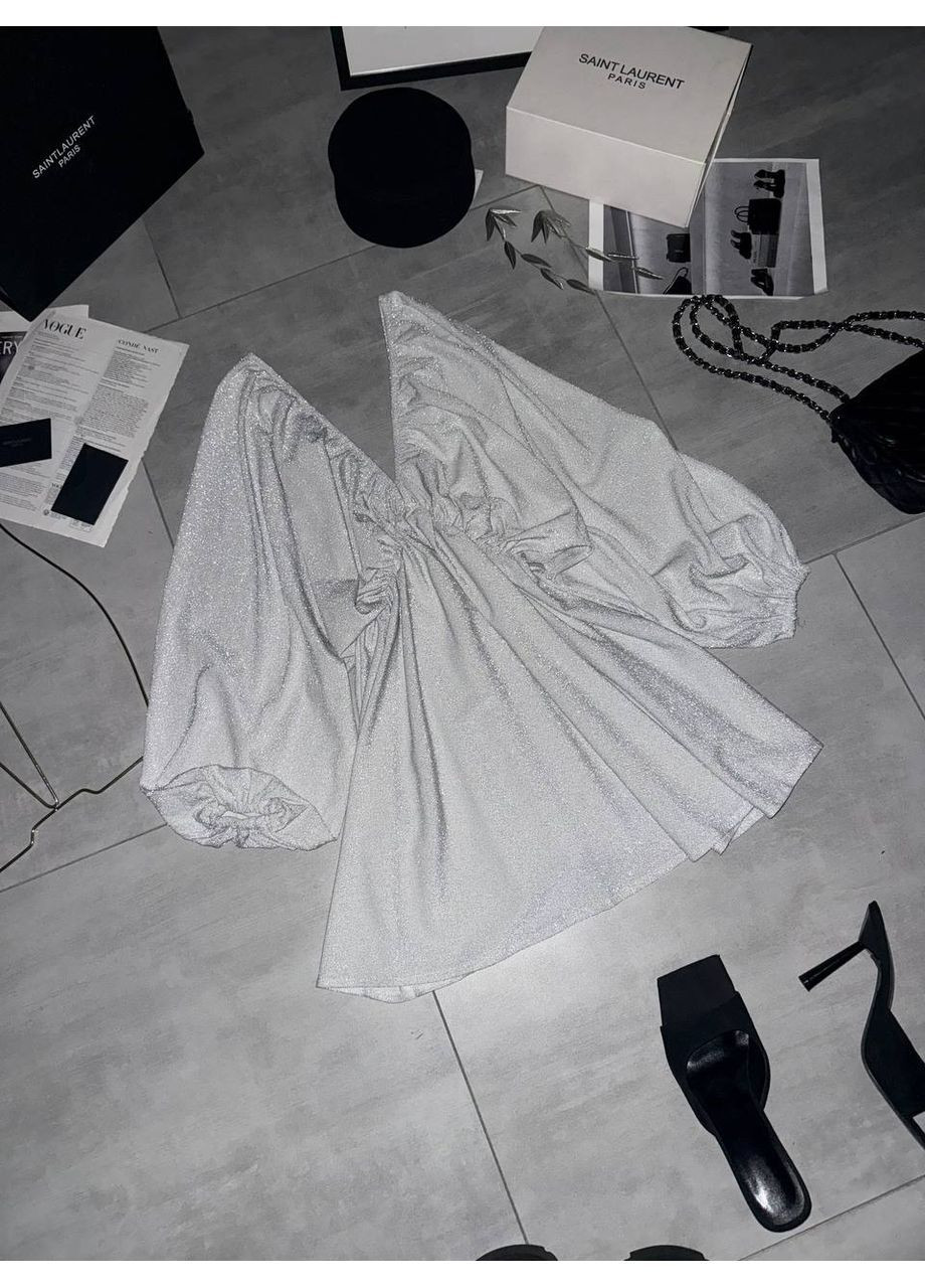 Срібна святковий, вечірня сукня No Brand однотонна