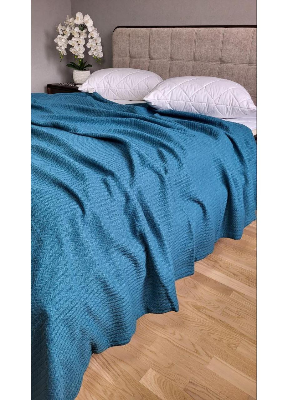 Покривало Лазуровий, Піке Косичка 220*260 No Brand (363192141)