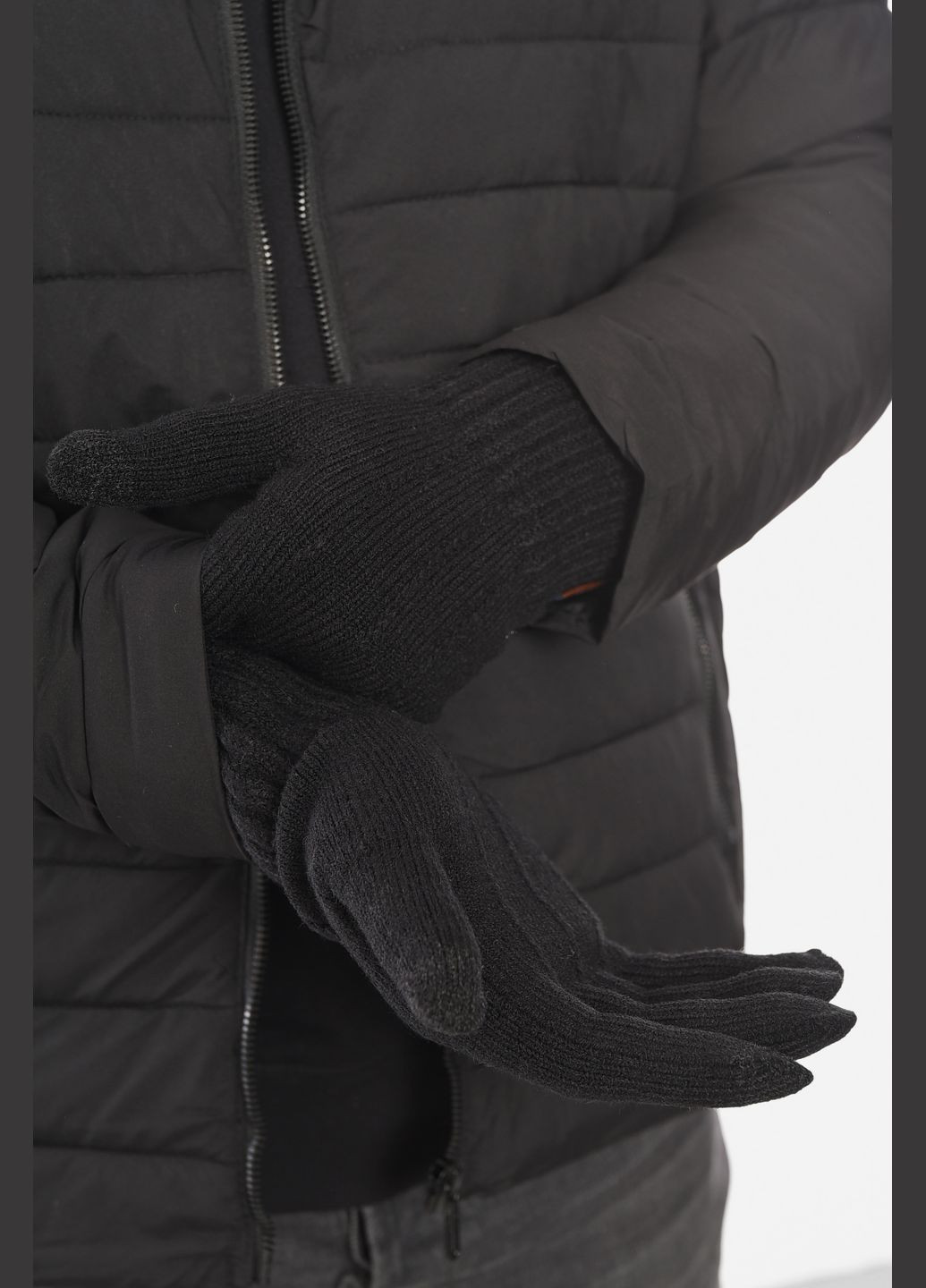 Перчатки мужские акриловые утепленные черного цвета Let's Shop (307791469)