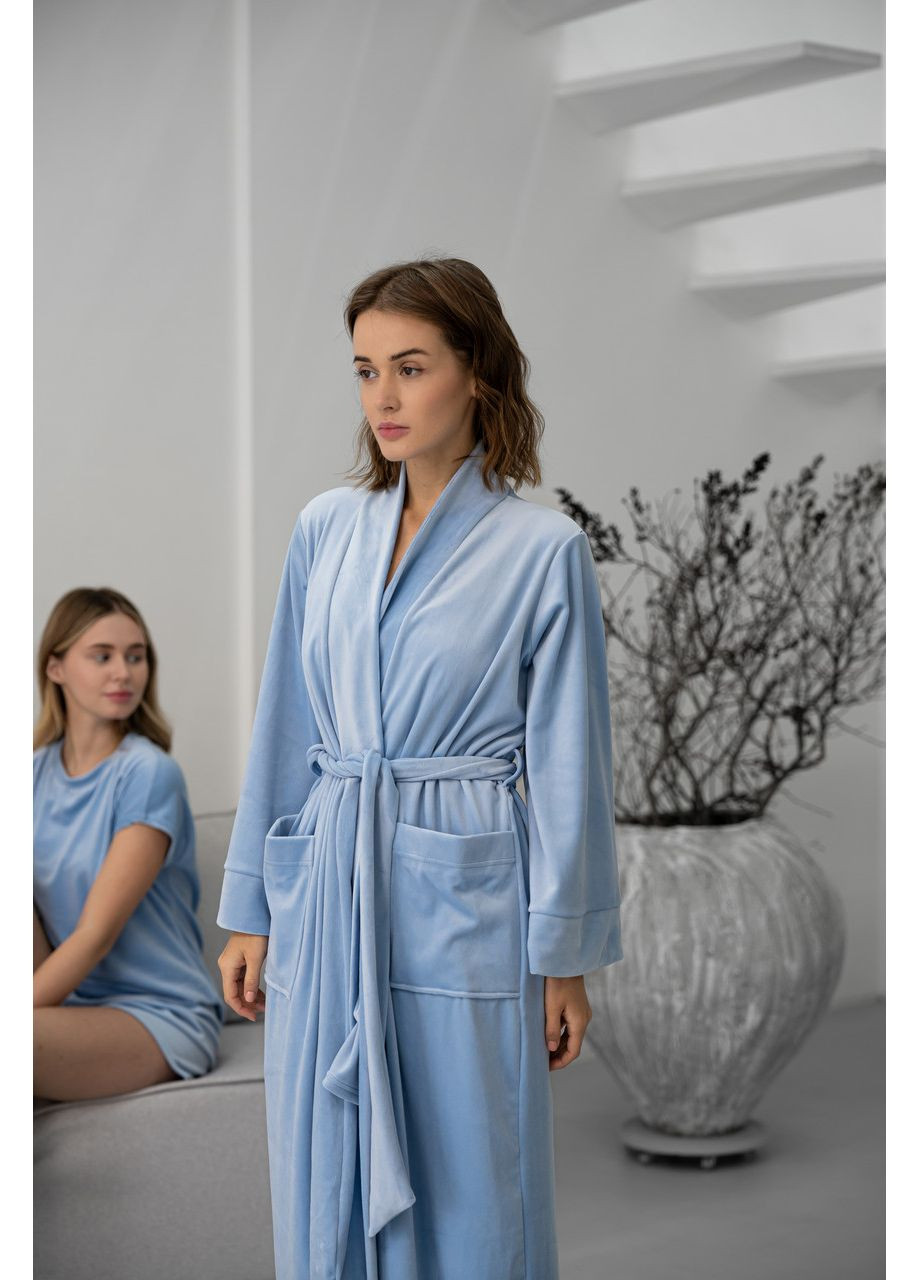 Блакитний комплект жіночий четвірка халат сорочка футболка шорти jessica collection s-m графіт No Brand