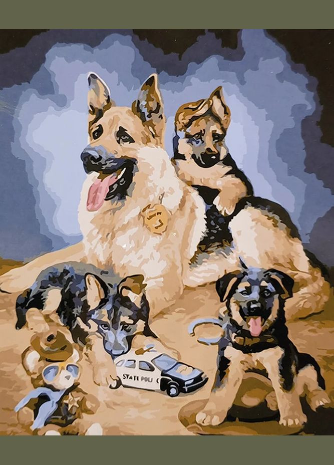 Картина за номерами ПРЕМІУМ Сім'я вівчарки (з лаком та рівнем) 40х50 см SY6723 () Strateg (328945873)