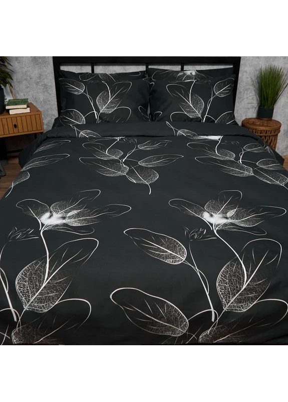Комплект постельного белья MicroSatin Premium Полуторный 143х210 наволочки 4х70х70 (MS-820012234) Moon&Star Minimal Noir (389747244)