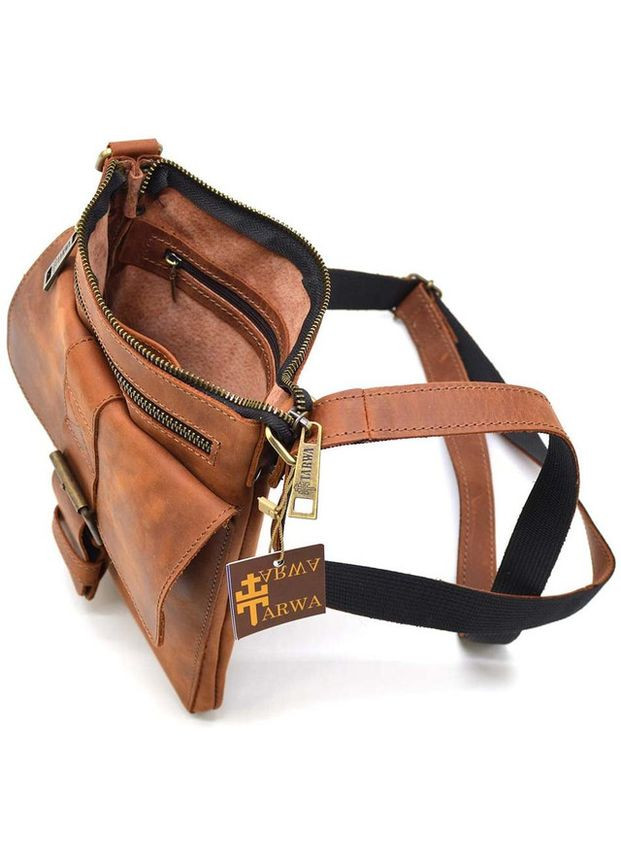 Сумка планшет через плече чоловіча з натуральної шкіри середня для документів та для телефону Коричневий 35894 TARWA (337466441)