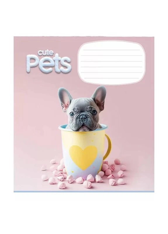Зошит учнівський "Cute pets" 012-3253C-1 в косу лінію, 12 аркушів No Brand (330606274)