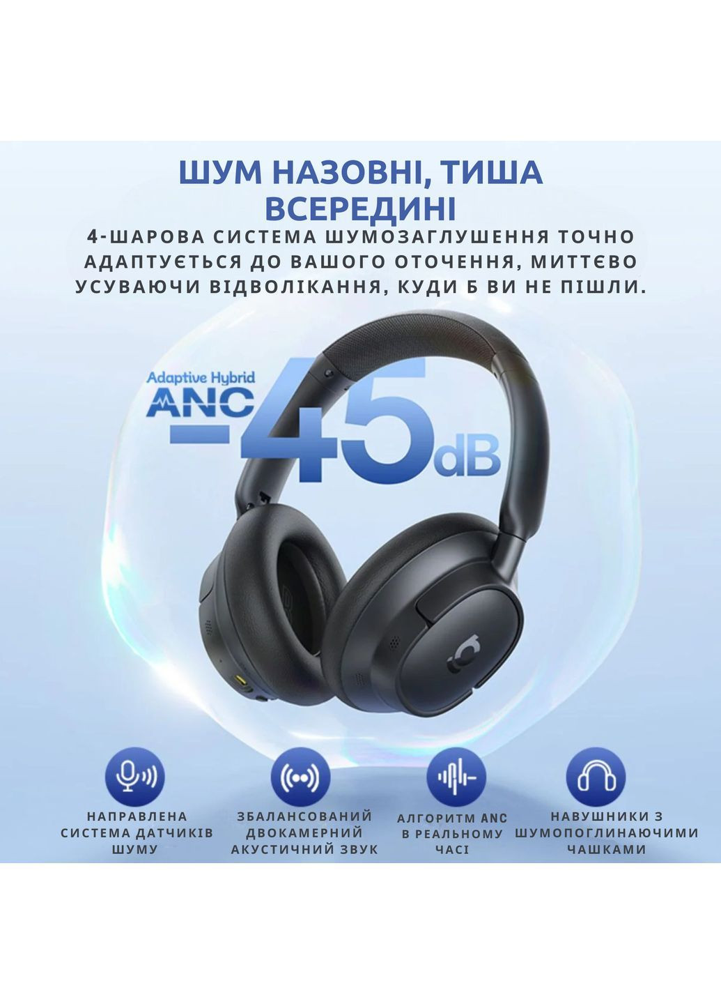 Bass – премиум наушники с гибридным шумоподавлением Baseus BH1 NC (369164220)