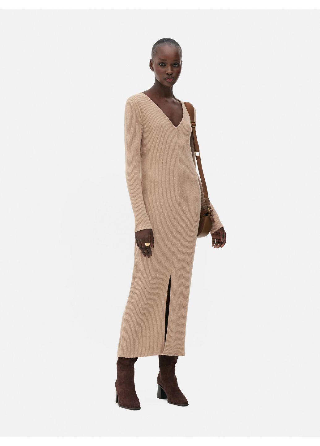 Бежевое платье демисезон,бежевый меланж, Primark