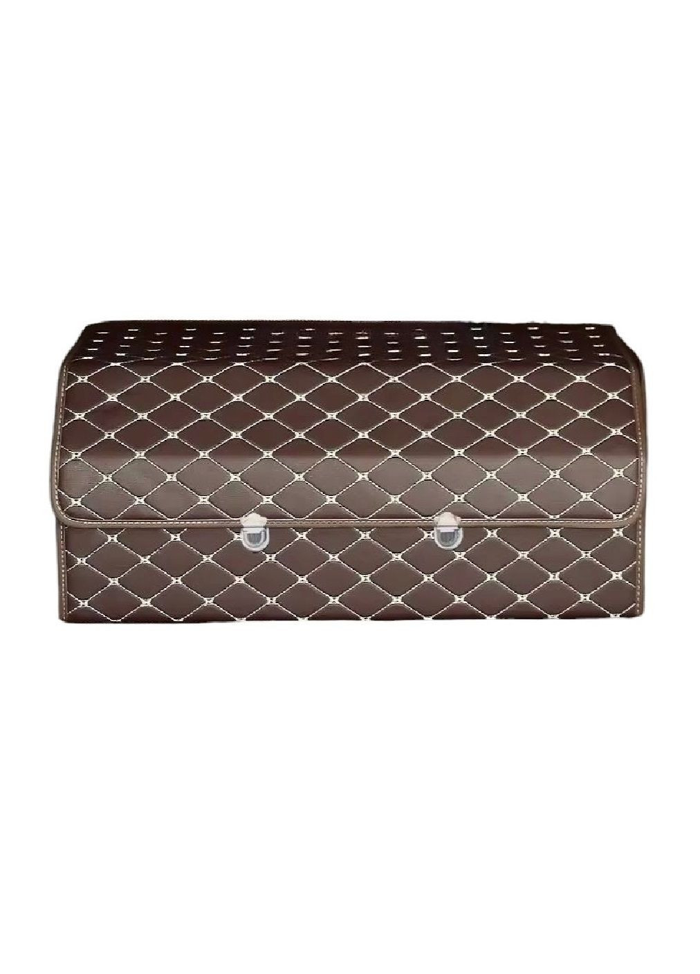 Органайзер сумка кейс в багажник автомобиля складной с замком ручками 66х32х30 см (476976-Prob) Коричневый с белой строчкой Unbranded (293061486)